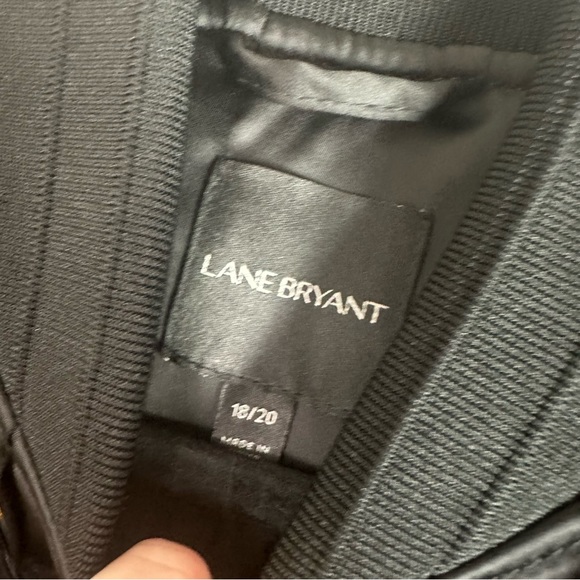 Lane Bryant Black Satin Bomber Jacket W/Velvet Lace Up Front Detail Size 18/20 - Picture 10 of 15